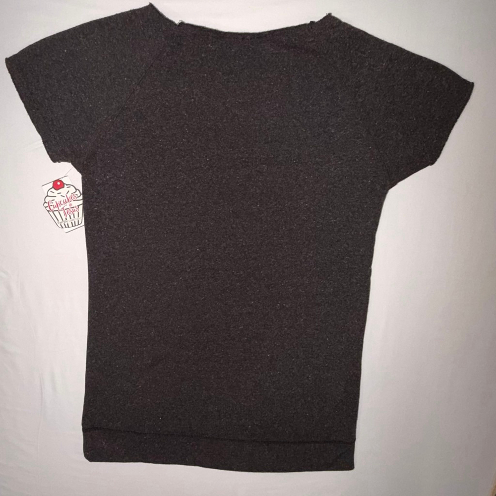 J. America Women XL Charcoal Gray Fleece T-Shirt Cupcakes and Jesus Glitter NWT - Picture 3 of 9